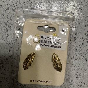 Gold Feather Earrings